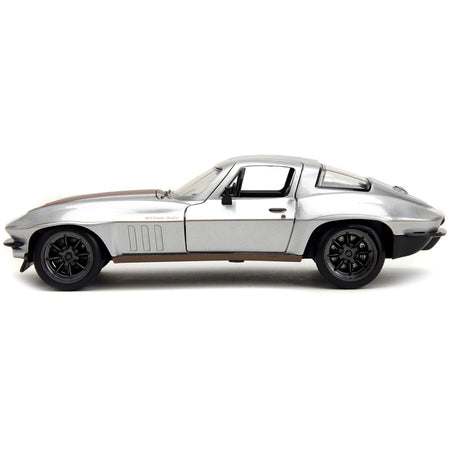 1966 Chevrolet Corvette Silver Metallic with Bronze Stripes "Bigtime Muscle" Series 1/24 Diecast Model Car by Jada-Jada-ModelCars.com