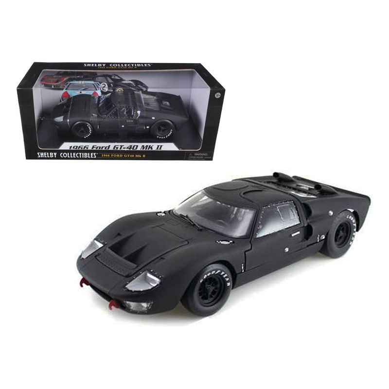 1966 Ford GT - 40 GT40 MK 2 Matt Black 1/18 Diecast Car Model by Shelby Collectibles - Shelby Collectibles - ModelCars.com