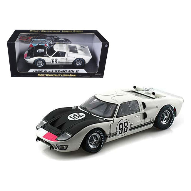 1966 Ford GT - 40 MK 2 98 White 1/18 Diecast Car Model by Shelby Collectibles - Shelby Collectibles - ModelCars.com