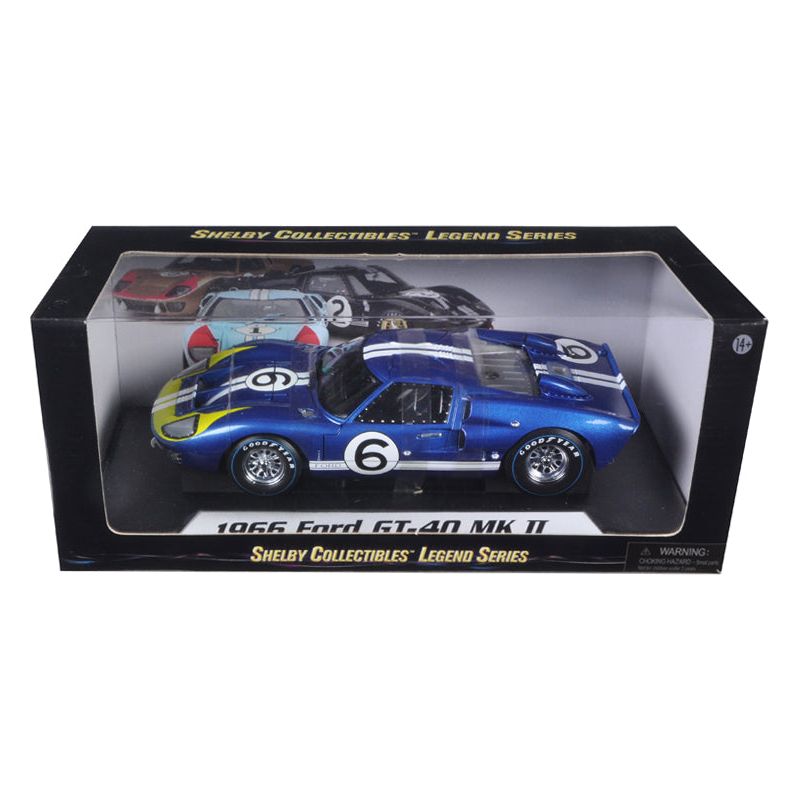 1966 Ford GT - 40 MK 2 Blue 6 1/18 Diecast Car Model by Shelby Collectibles - Shelby Collectibles - ModelCars.com