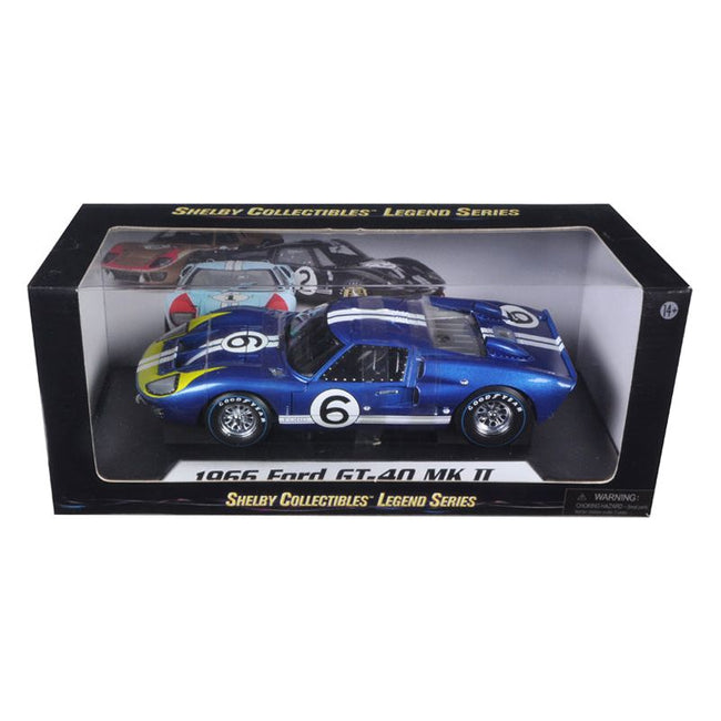 1966 Ford GT - 40 MK 2 Blue 6 1/18 Diecast Car Model by Shelby Collectibles - Shelby Collectibles - ModelCars.com