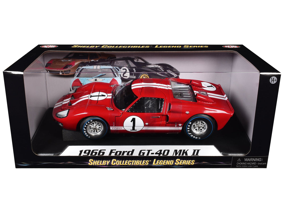 1966 Ford GT-40 MK 2 Red 1 1/18 Diecast Model Car by Shelby Collectibles-Shelby Collectibles-ModelCars.com