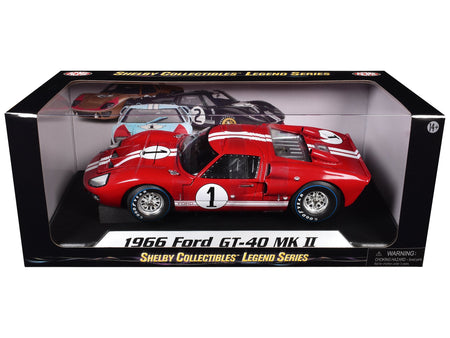 1966 Ford GT-40 MK 2 Red 1 1/18 Diecast Model Car by Shelby Collectibles-Shelby Collectibles-ModelCars.com