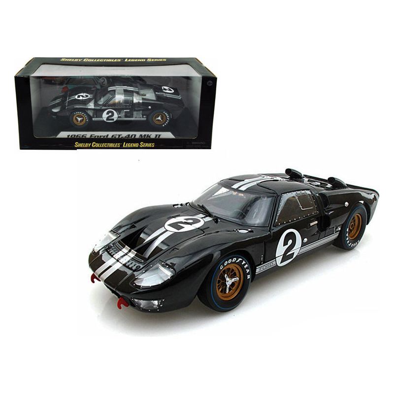 1966 Ford GT-40 MK II #2 Black 1/18 Diecast Model Car by Shelby Collectibles-Shelby Collectibles-ModelCars.com