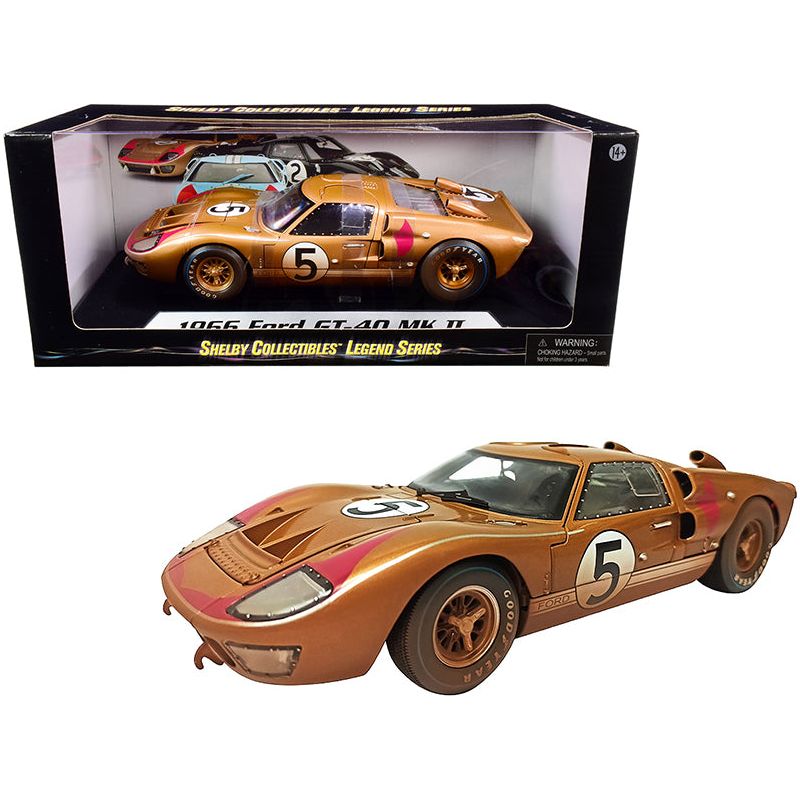 1966 Ford GT - 40 MK II 5 Gold After Race (Dirty Version) 1/18 Diecast Model Car by Shelby Collectibles - Shelby Collectibles - ModelCars.com