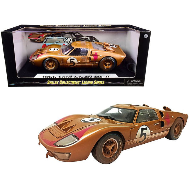 1966 Ford GT - 40 MK II 5 Gold After Race (Dirty Version) 1/18 Diecast Model Car by Shelby Collectibles - Shelby Collectibles - ModelCars.com