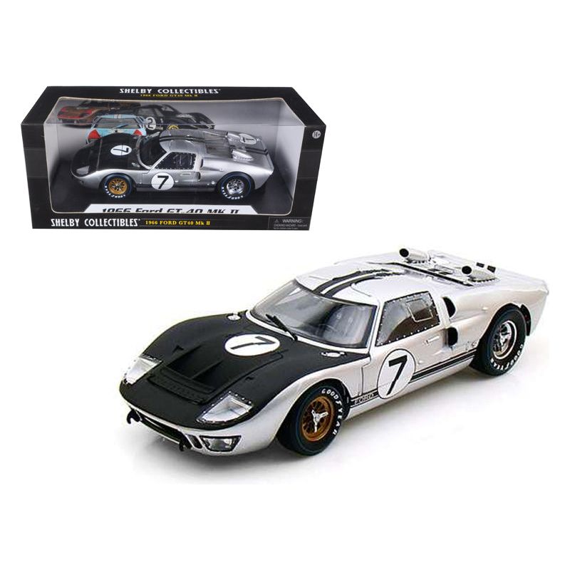 1966 Ford GT - 40 MK II 7 Silver 1/18 Diecast Model Car by Shelby Collectibles - Shelby Collectibles - ModelCars.com