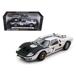 1966 Ford GT-40 MK II #7 Silver 1/18 Diecast Model Car by Shelby Collectibles