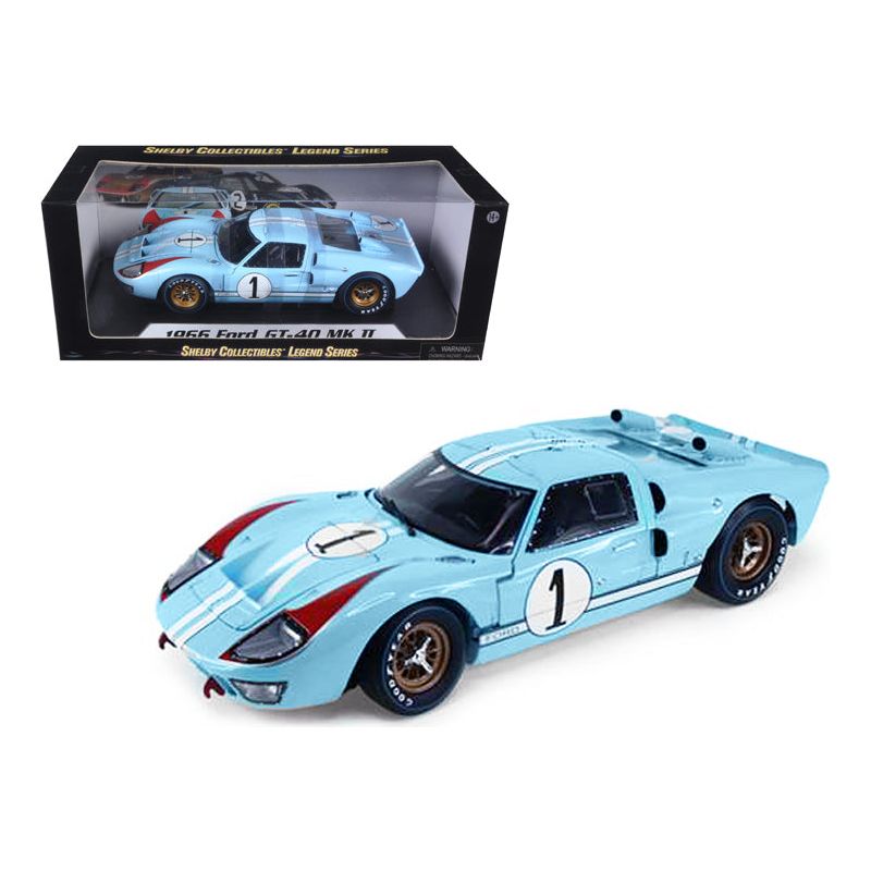 1966 Ford GT 40 MK II RHD (Right Hand Drive) 1 Light Blue Miles - Hulme Le Mans 1/18 Diecast Model Car by Shelby Collectibles - Shelby Collectibles - ModelCars.com