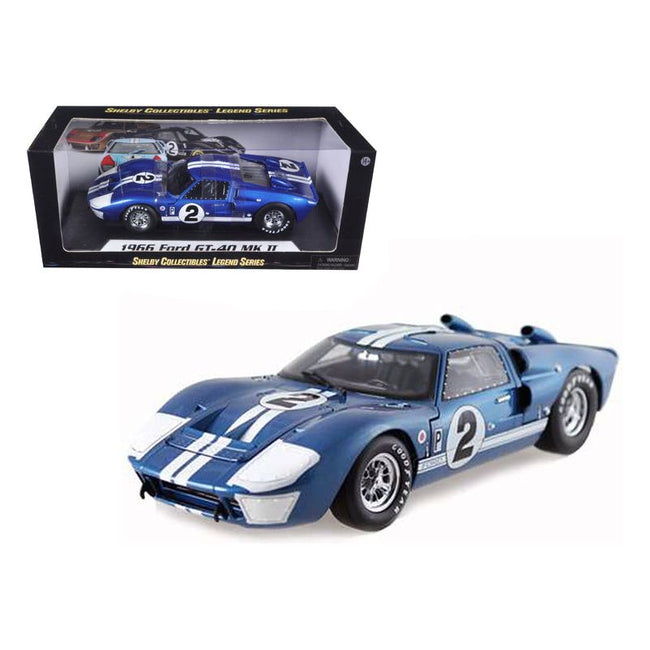 1966 Ford GT40 GT 40 Mark II 2 Blue 12 Hours of Sebring 1/18 Diecast Car Model by Shelby Collectibles - Shelby Collectibles - ModelCars.com