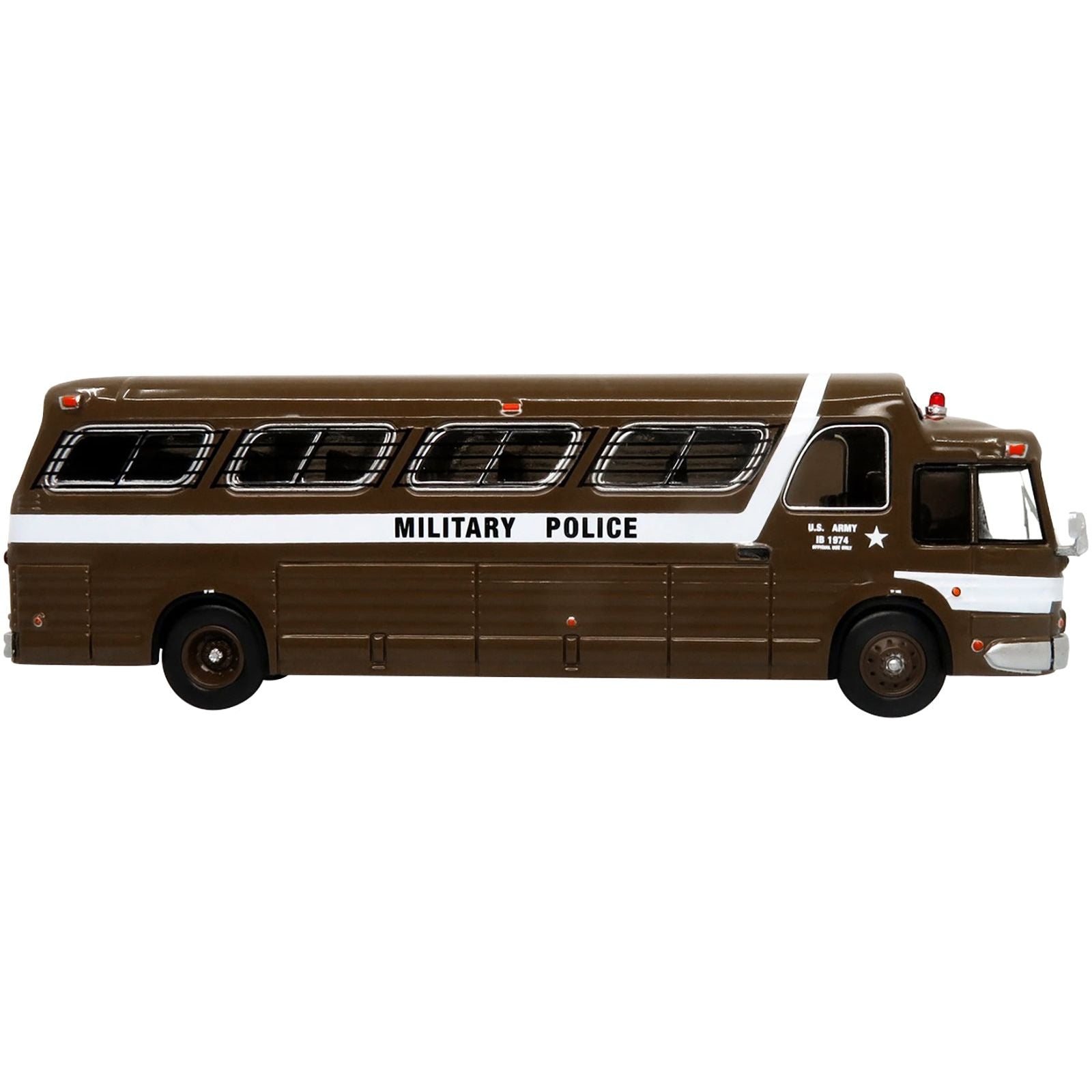 1966 GM PD4107 "Buffalo" Coach Bus U.S. Army Military Police Destination: "Fort Dix" "Vintage Bus & Motorcoach Collection" 1/87 Diecast Model by Iconic Replicas - Iconic Replicas - ModelCars.com