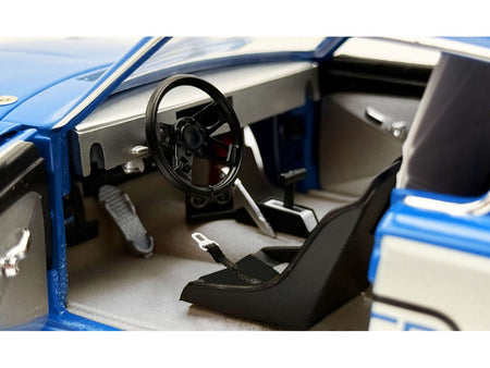 1966 Plymouth Barracuda "Hemi Hustler" Blue with White Stripes Limited Edition to 374 pieces Worldwide 1/18 Diecast Model Car by ACME-Acme-ModelCars.com