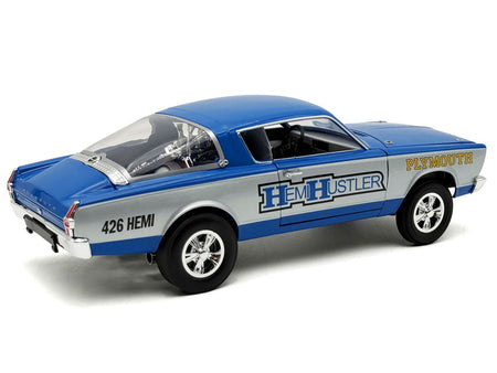 1966 Plymouth Barracuda "Hemi Hustler" Blue with White Stripes Limited Edition to 374 pieces Worldwide 1/18 Diecast Model Car by ACME-Acme-ModelCars.com