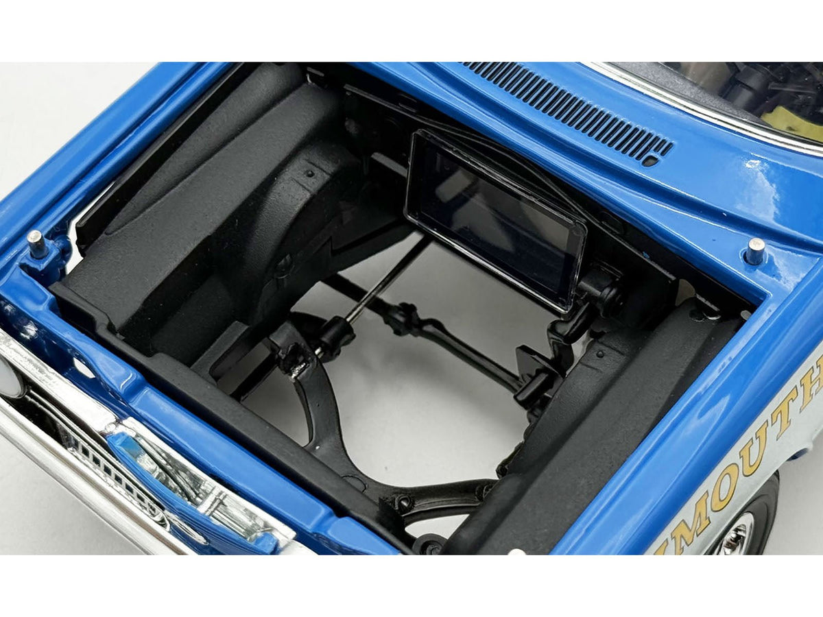 1966 Plymouth Barracuda "Hemi Hustler" Blue with White Stripes Limited Edition to 374 pieces Worldwide 1/18 Diecast Model Car by ACME-Acme-ModelCars.com