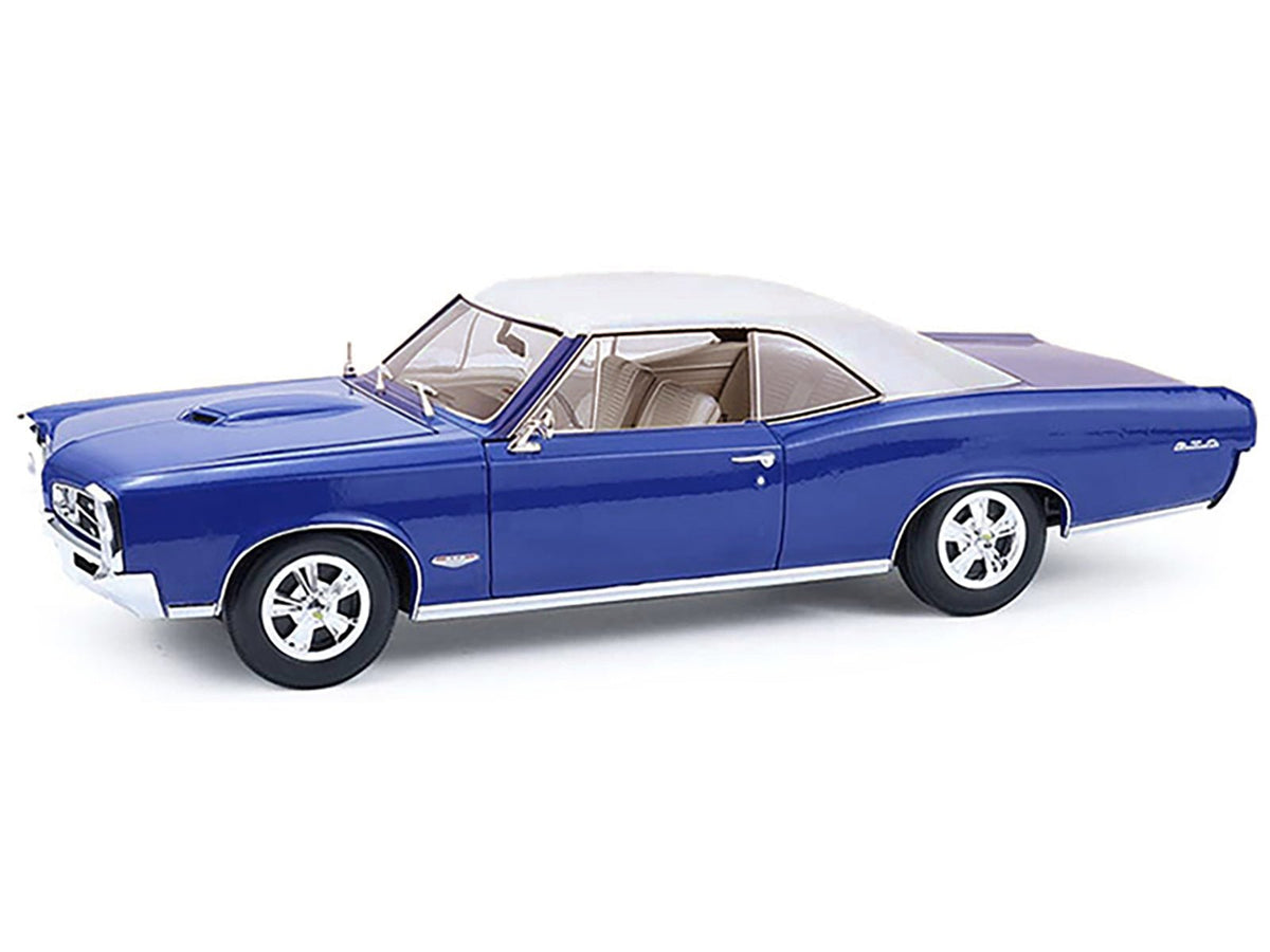 1966 Pontiac GTO Barrier Blue with White Top and Interior 1/18 Diecast Model Car by Highway 61-Highway 61-ModelCars.com