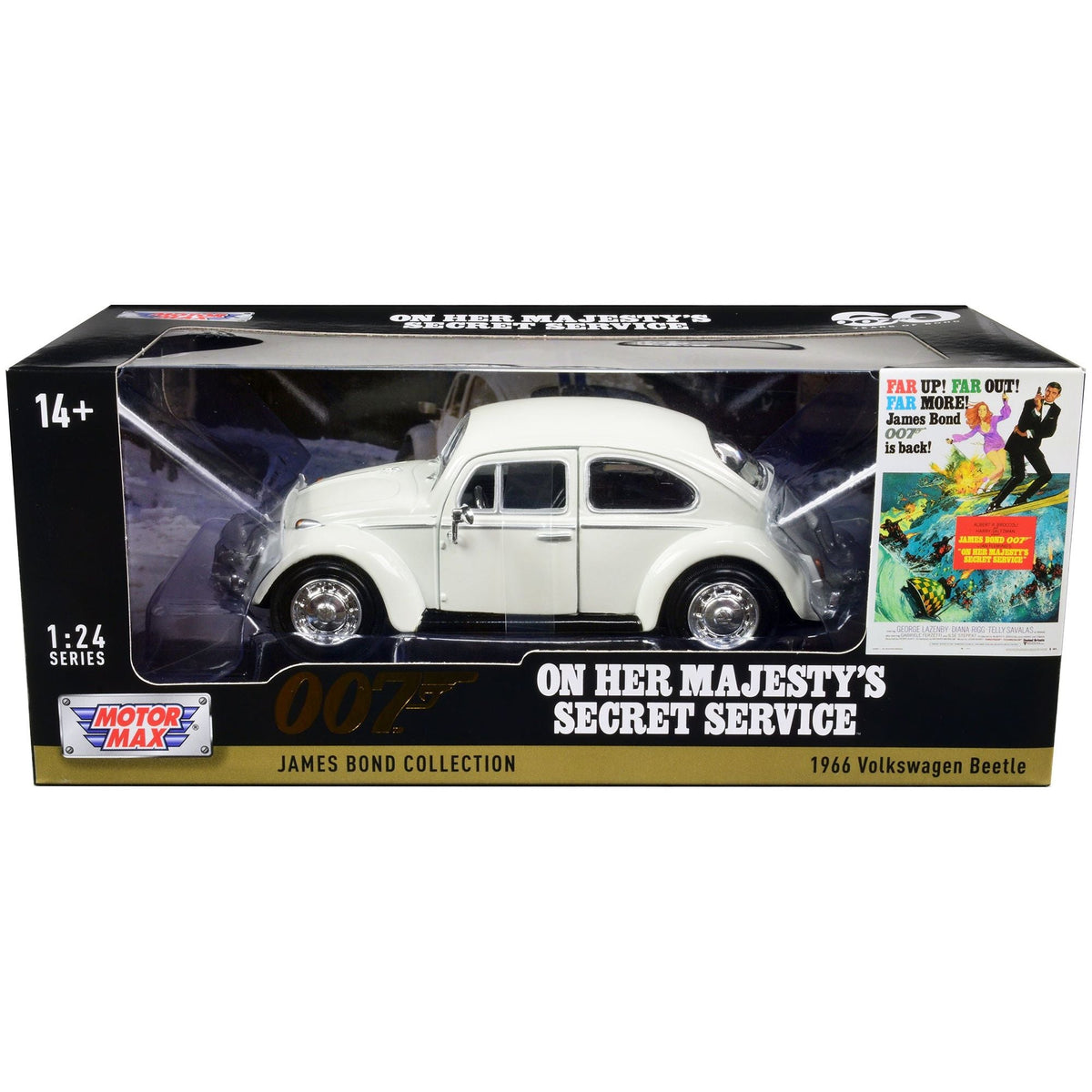 1966 Volkswagen Beetle White James Bond 007 "On Her Majesty's Secret Service" (1969) Movie "James Bond Collection" Series 1/24 Diecast Model Car by Motormax - Motormax - ModelCars.com