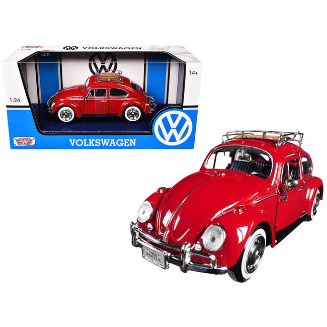 1966 Volkswagen Classic Beetle Red 1/24 Diecast Car Model by Motormax-Motormax-ModelCars.com