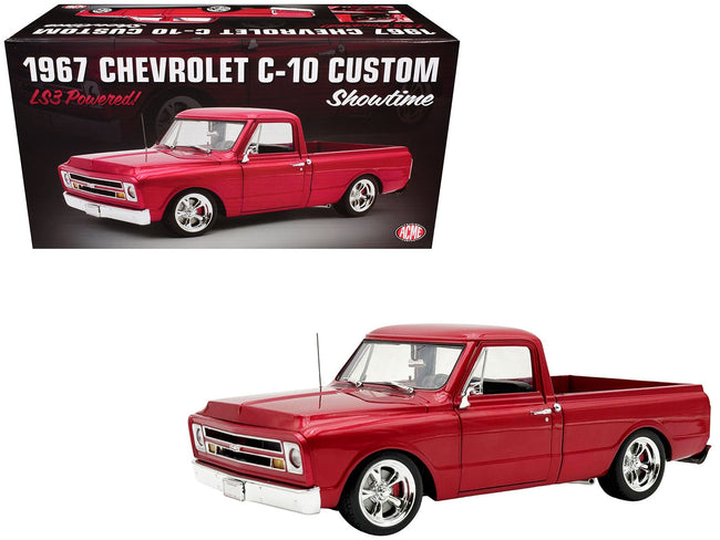 1967 Chevrolet C-10 Custom Pickup Truck "Showtime" Deep Candy Red Metallic Limited Edition to 612 pieces Worldwide 1/18 Diecast Model Car by ACME-Acme-ModelCars.com