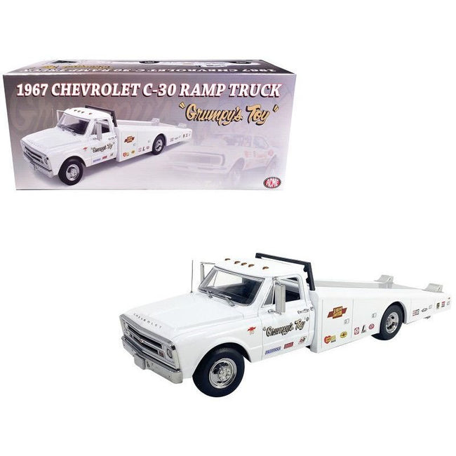 1967 Chevrolet C-30 Ramp Truck White "Grumpy's Toy" Limited Edition to 320 pieces Worldwide 1/18 Diecast Model Car by ACME-Acme-ModelCars.com