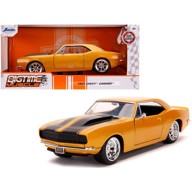 1967 Chevrolet Camaro Orange Metallic with Black Stripes "Bigtime Muscle" 1/24 Diecast Model Car by Jada - Jada - ModelCars.com