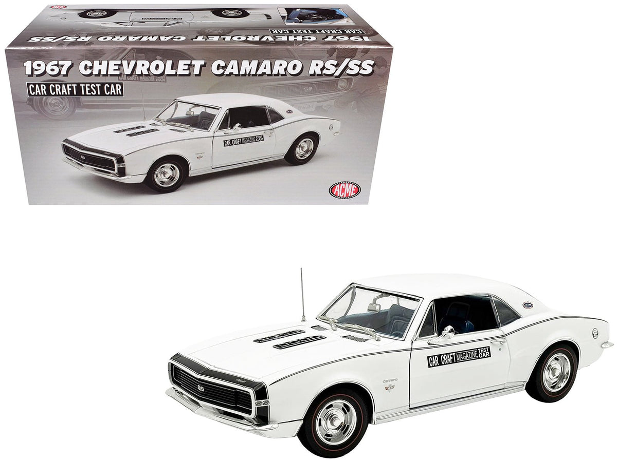 1967 Chevrolet Camaro RS/SS "Car Craft Test Car" White Limited Edition to 180 pieces Worldwide 1/18 Diecast Model Car by ACME-Acme-ModelCars.com