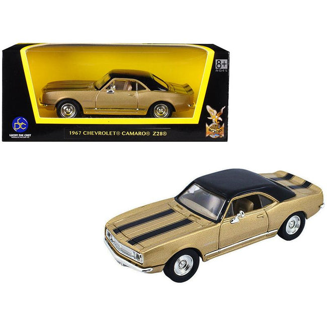1967 Chevrolet Camaro Z - 28 Gold with Black Stripes and Black Top 1/43 Diecast Model Car by Road Signature - Road Signature - ModelCars.com