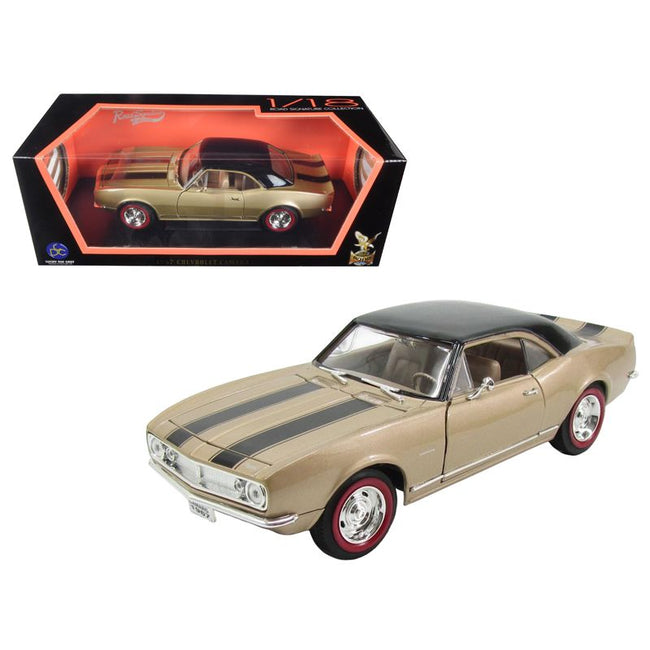 1967 Chevrolet Camaro Z/28 Gold with Black Stripes 1/18 Diecast Model Car by Road Signature-Road Signature-ModelCars.com
