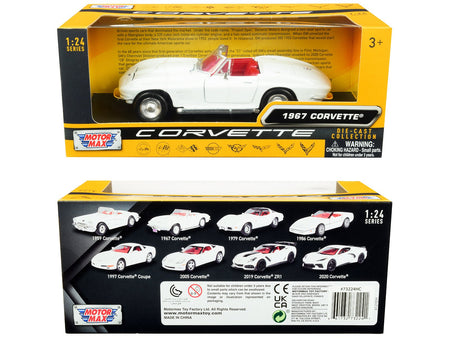 1967 Chevrolet Corvette C2 Convertible White with Red Interior "History of Corvette" Series 1/24 Diecast Model Car by Motormax-Motormax-ModelCars.com