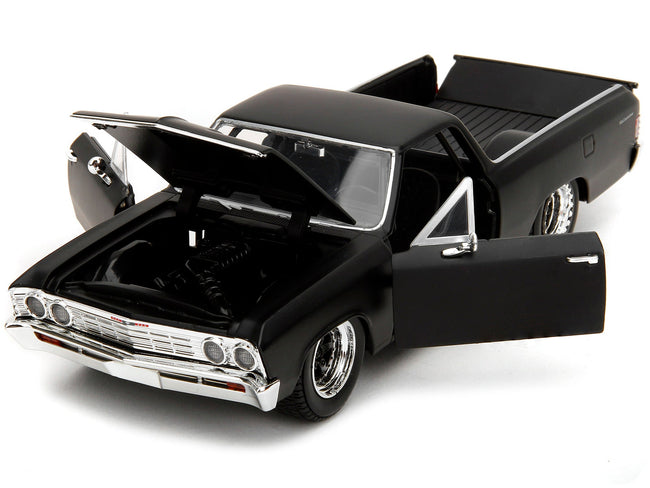 1967 Chevrolet El Camino Matt Black "Fast & Furious" Series 1/24 Diecast Model Car by Jada-Jada-ModelCars.com