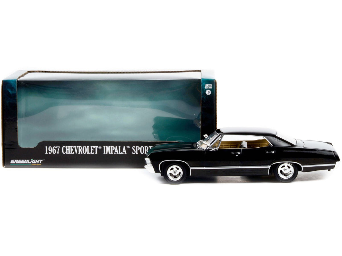 1967 Chevrolet Impala Sport Sedan Tuxedo Black 1/24 Diecast Model Car by Greenlight-Greenlight-ModelCars.com