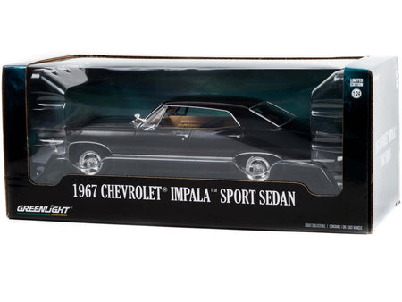 1967 Chevrolet Impala Sport Sedan Tuxedo Black 1/24 Diecast Model Car by Greenlight-Greenlight-ModelCars.com