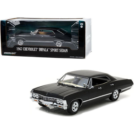 1967 Chevrolet Impala Sport Sedan Tuxedo Black 1/24 Diecast Model Car by Greenlight-Greenlight-ModelCars.com