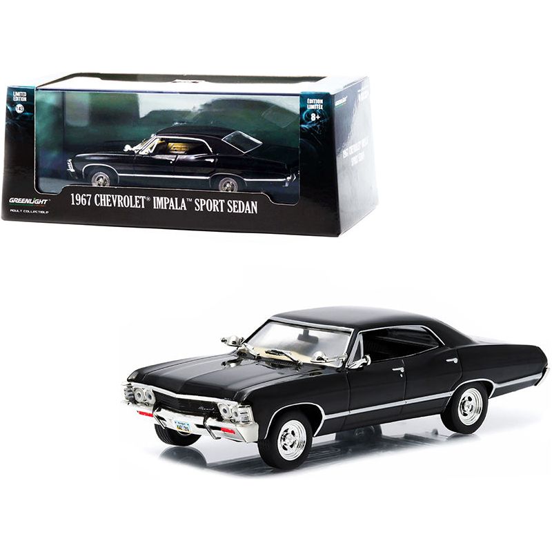 1967 Chevrolet Impala Sport Sedan Tuxedo Black 1/43 Diecast Model Car by Greenlight - Greenlight - ModelCars.com
