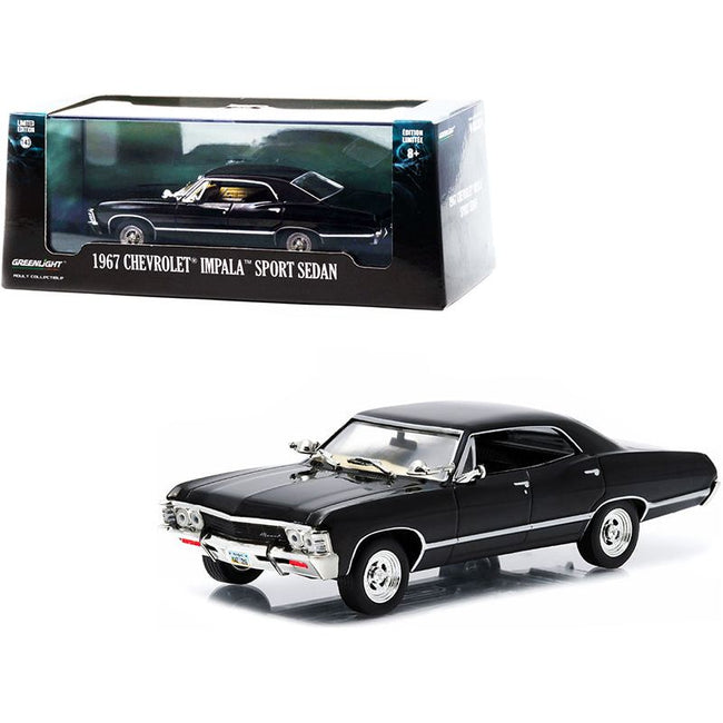 1967 Chevrolet Impala Sport Sedan Tuxedo Black 1/43 Diecast Model Car by Greenlight - Greenlight - ModelCars.com