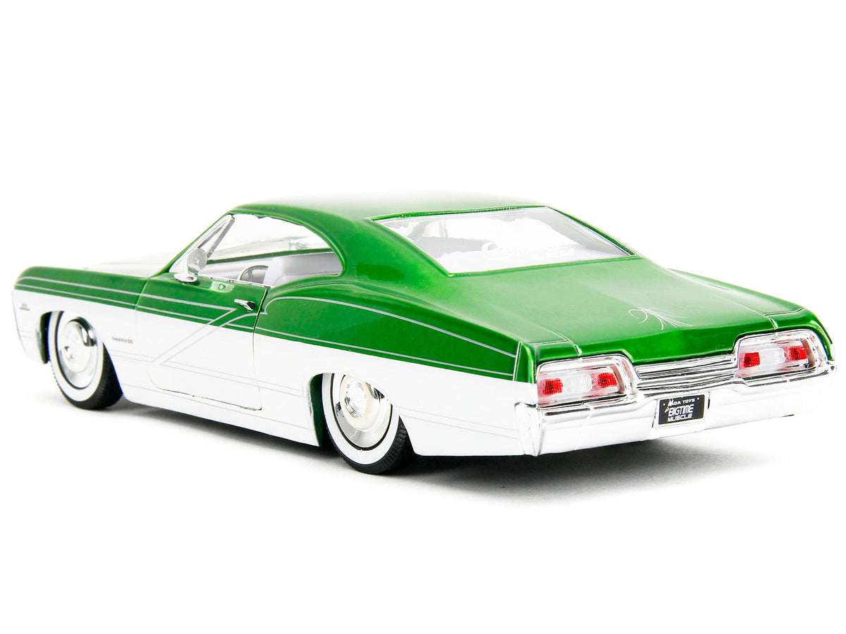 1967 Chevrolet Impala SS Green Metallic and White with White Interior "Bigtime Muscle" Series 1/24 Diecast Model Car by Jada-Jada-ModelCars.com