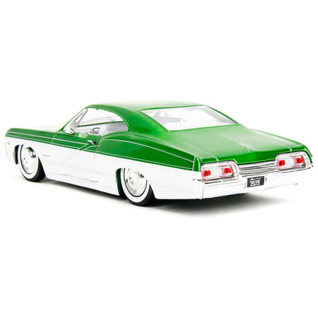 1967 Chevrolet Impala SS Green Metallic and White with White Interior "Bigtime Muscle" Series 1/24 Diecast Model Car by Jada-Jada-ModelCars.com
