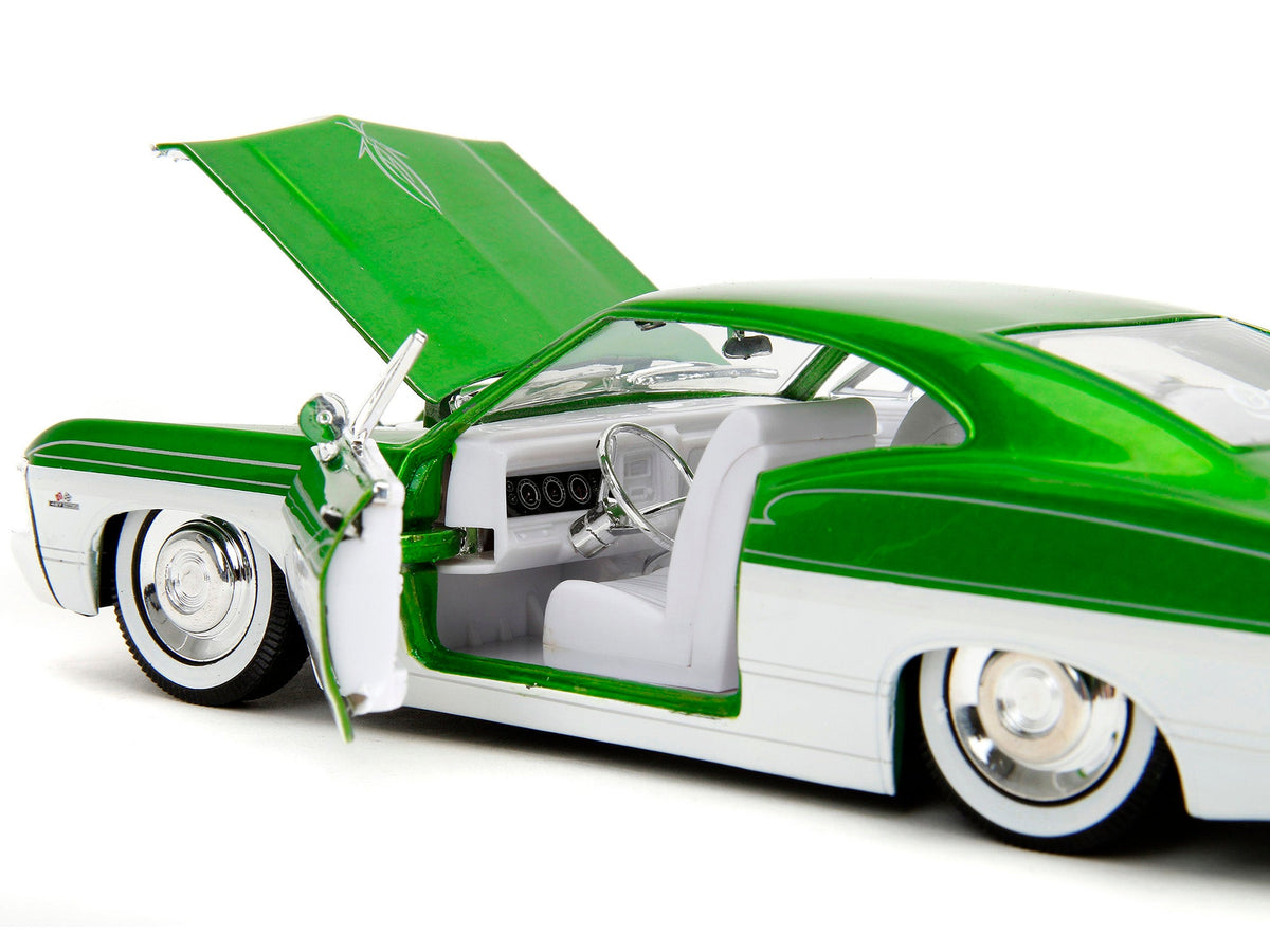 1967 Chevrolet Impala SS Green Metallic and White with White Interior "Bigtime Muscle" Series 1/24 Diecast Model Car by Jada-Jada-ModelCars.com