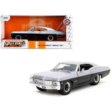 1967 Chevrolet Impala SS Silver Metallic and Black "Bigtime Muscle" Series 1/24 Diecast Model Car by Jada-Jada-ModelCars.com