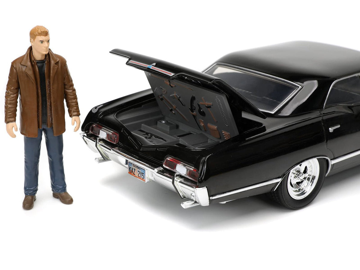 1967 Chevrolet Impala SS Sport Sedan Black and Dean Winchester Diecast Figurine "Supernatural" (2005-2020) TV Series "Hollywood Rides" Series 1/24 Diecast Model Car by Jada-Jada-ModelCars.com