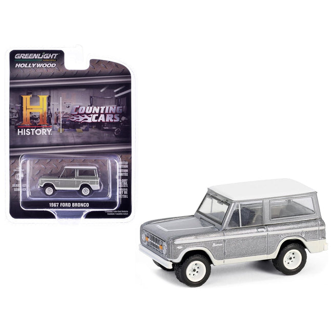 1967 Ford Bronco Silver Metallic with White Top "Counting Cars" (2012 - Current) TV Series "Hollywood Series" Release 42 1/64 Diecast Model Car by Greenlight - Greenlight - ModelCars.com