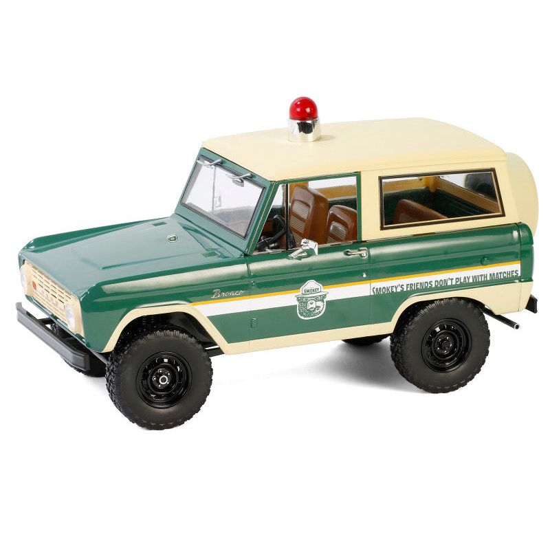 1967 Ford Bronco "Smokey Bear Forest Ranger" Green and Cream with White Stripes "Artisan Collection" 1/18 Diecast Model Car by Greenlight-Greenlight-ModelCars.com