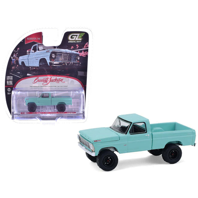 1967 Ford F-100 Custom Pickup Truck Light Blue "Barrett-Jackson" Series 16 1/64 Diecast Model Car by Greenlight-Greenlight-ModelCars.com