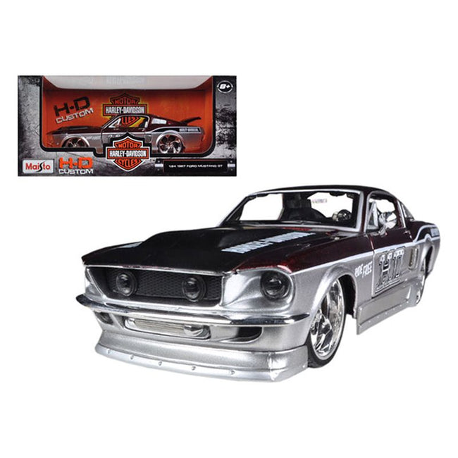 1967 Ford Mustang GT Red and Silver "Harley Davidson" 1/24 Diecast Model Car by Maisto - Maisto - ModelCars.com