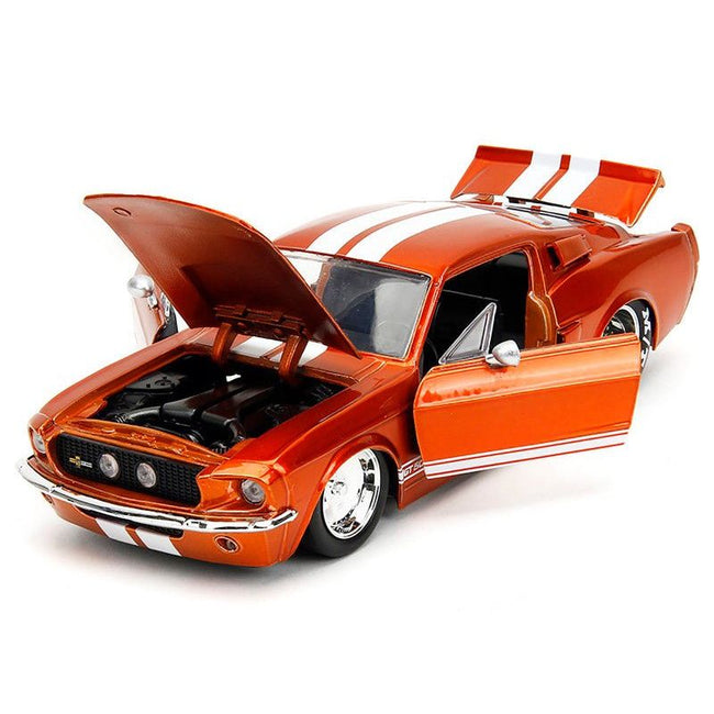 1967 Ford Mustang Shelby GT500 Candy Orange with White Stripes "Bigtime Muscle" Series 1/24 Diecast Model Car by Jada-Jada-ModelCars.com
