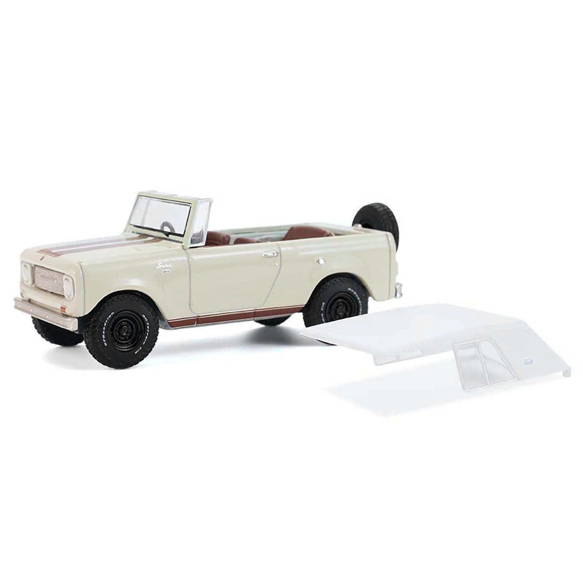 1967 International Scout 800 Sportop Cream with Brown Stripes and White Top "All Terrain" Series 17 1/64 Diecast Model Car by Greenlight-Greenlight-ModelCars.com