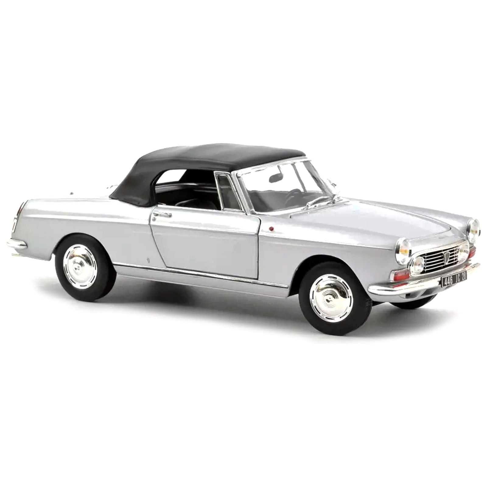 1967 Peugeot 404 Cabriolet Silver Metallic 1/18 Diecast Model Car by Norev - Norev - ModelCars.com