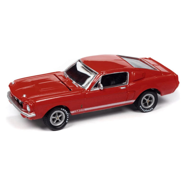 1967 Shelby GT - 350 Red with White Side Stripes "Mecum Auctions" "Pop Culture" 2024 Release 2 1/64 Diecast Model Car by Johnny Lightning - Johnny Lightning - ModelCars.com