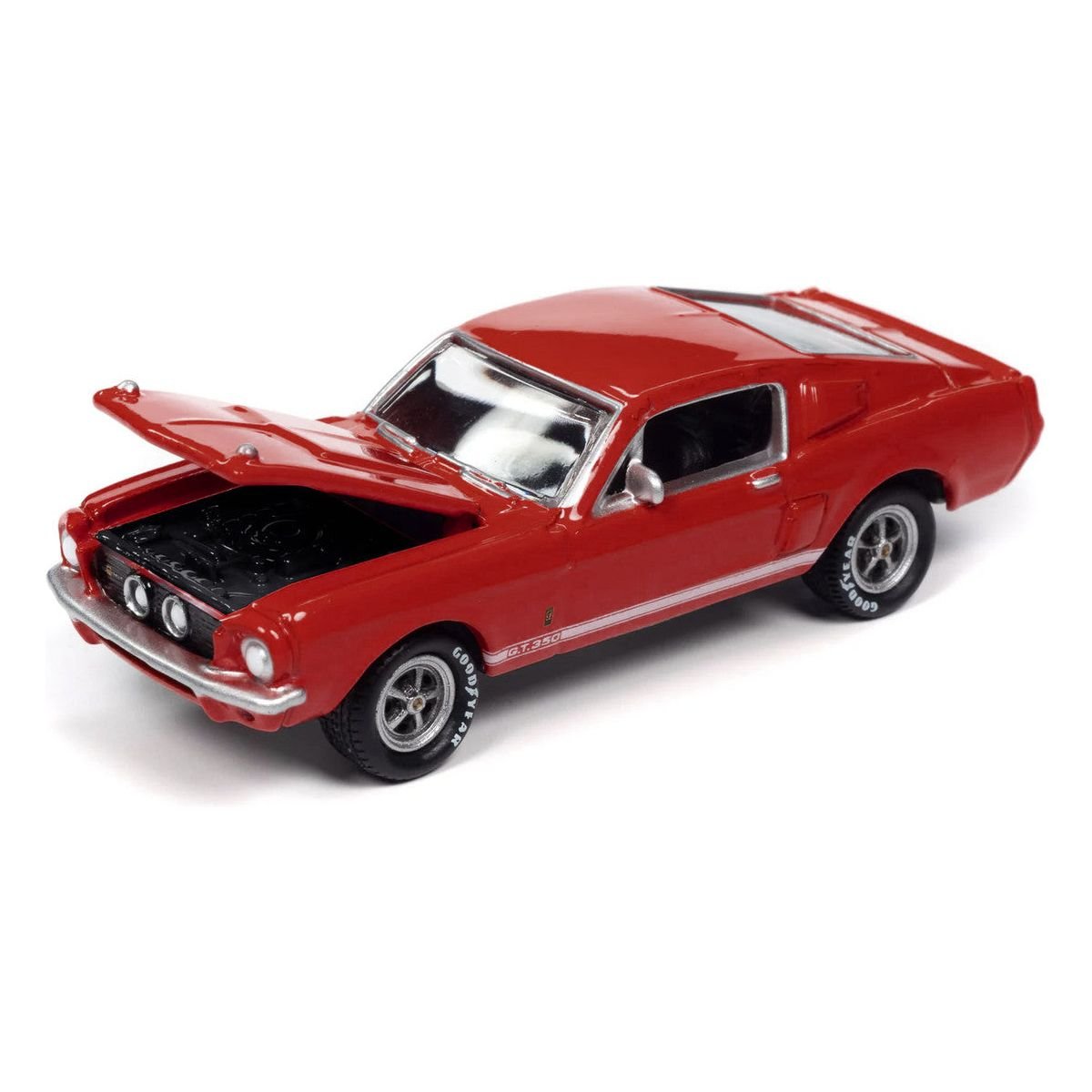 1967 Shelby GT - 350 Red with White Side Stripes "Mecum Auctions" "Pop Culture" 2024 Release 2 1/64 Diecast Model Car by Johnny Lightning - Johnny Lightning - ModelCars.com