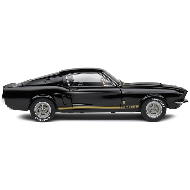 1967 Shelby GT500 Black with Gold Stripes 1/18 Diecast Model Car by Solido - Solido - ModelCars.com
