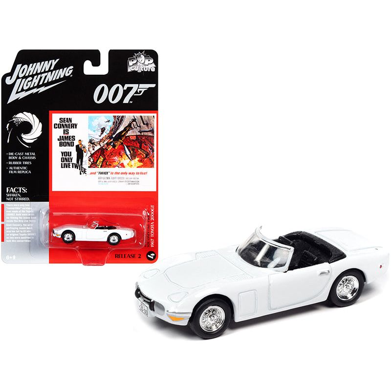 1967 Toyota 2000GT Convertible White (James Bond 007) "You Only Live Twice" (1967) Movie "Pop Culture" Series 1/64 Diecast Model Car by Johnny Lightning-Johnny Lightning-ModelCars.com